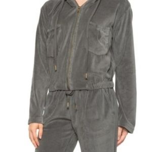 NWT YOUNG FABULOUS & BROKE VELOUR FRITZY HOODED JACKET GREY SMALL